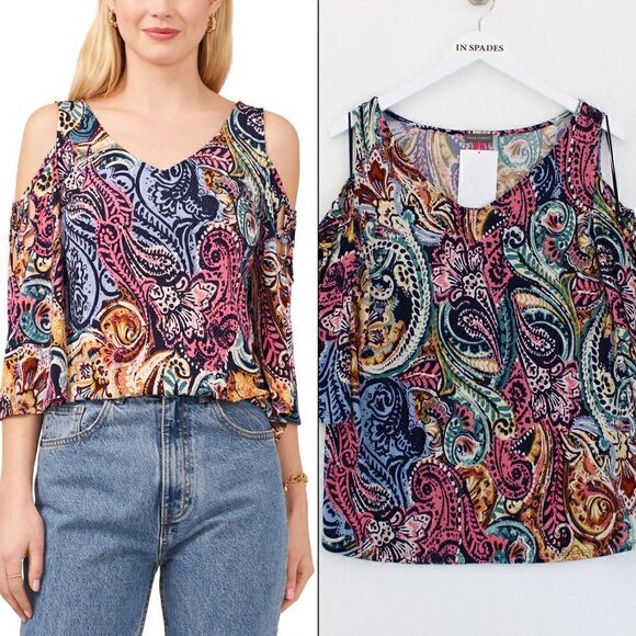Vince Camuto Meadow Medley Printed Cold-Sho Cosmo Pink - Picture 1 of 3
